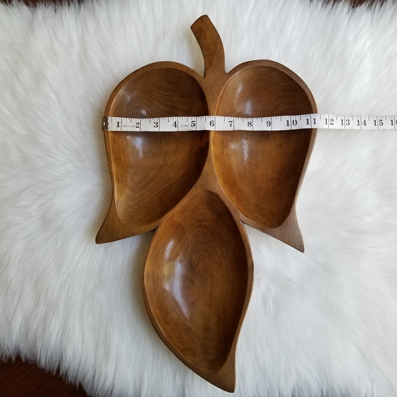 Boho Vintage Leaf Shaped Wooden Tray - Picture 7 of 13